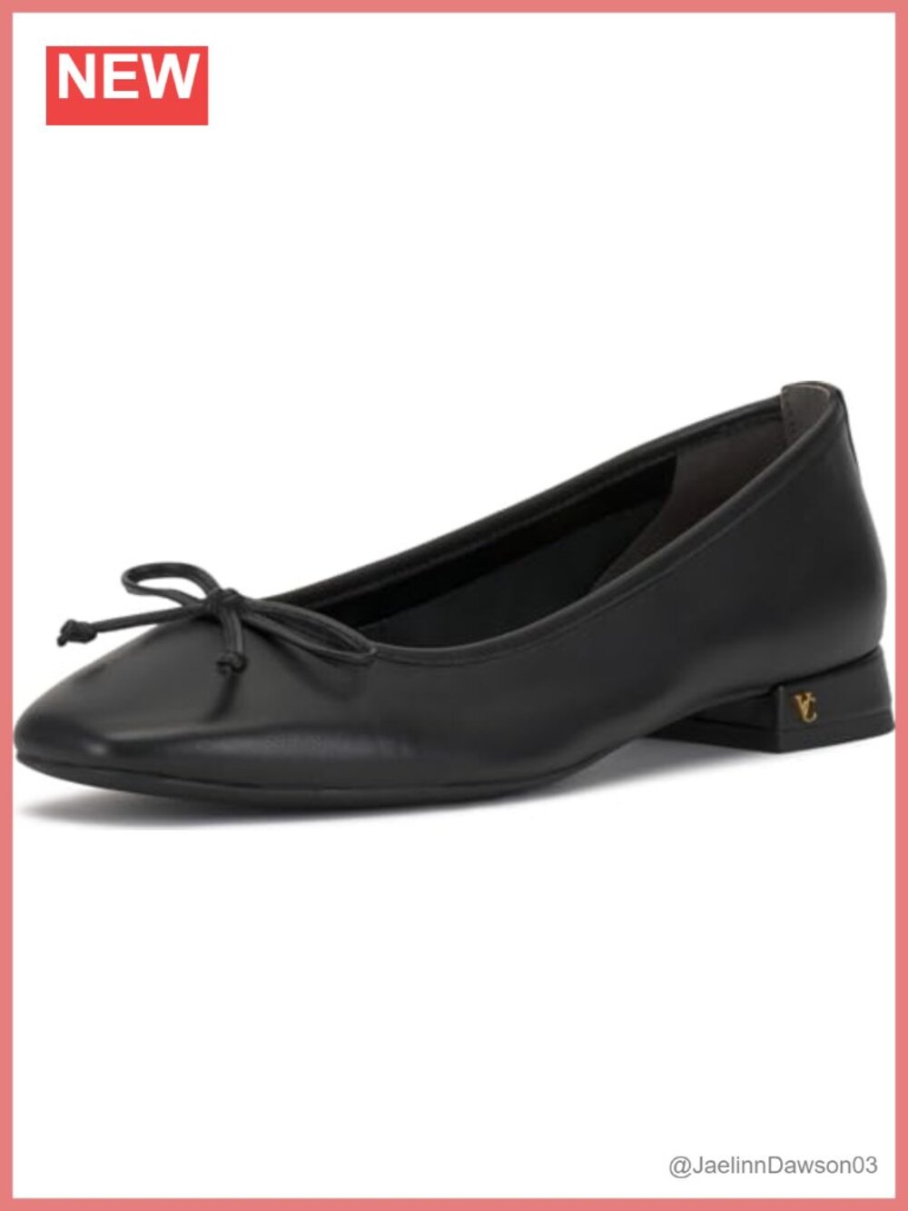 Vince Camuto Leather Heeled Ballet Flats Block Heel Slip On Almond Toe Dress